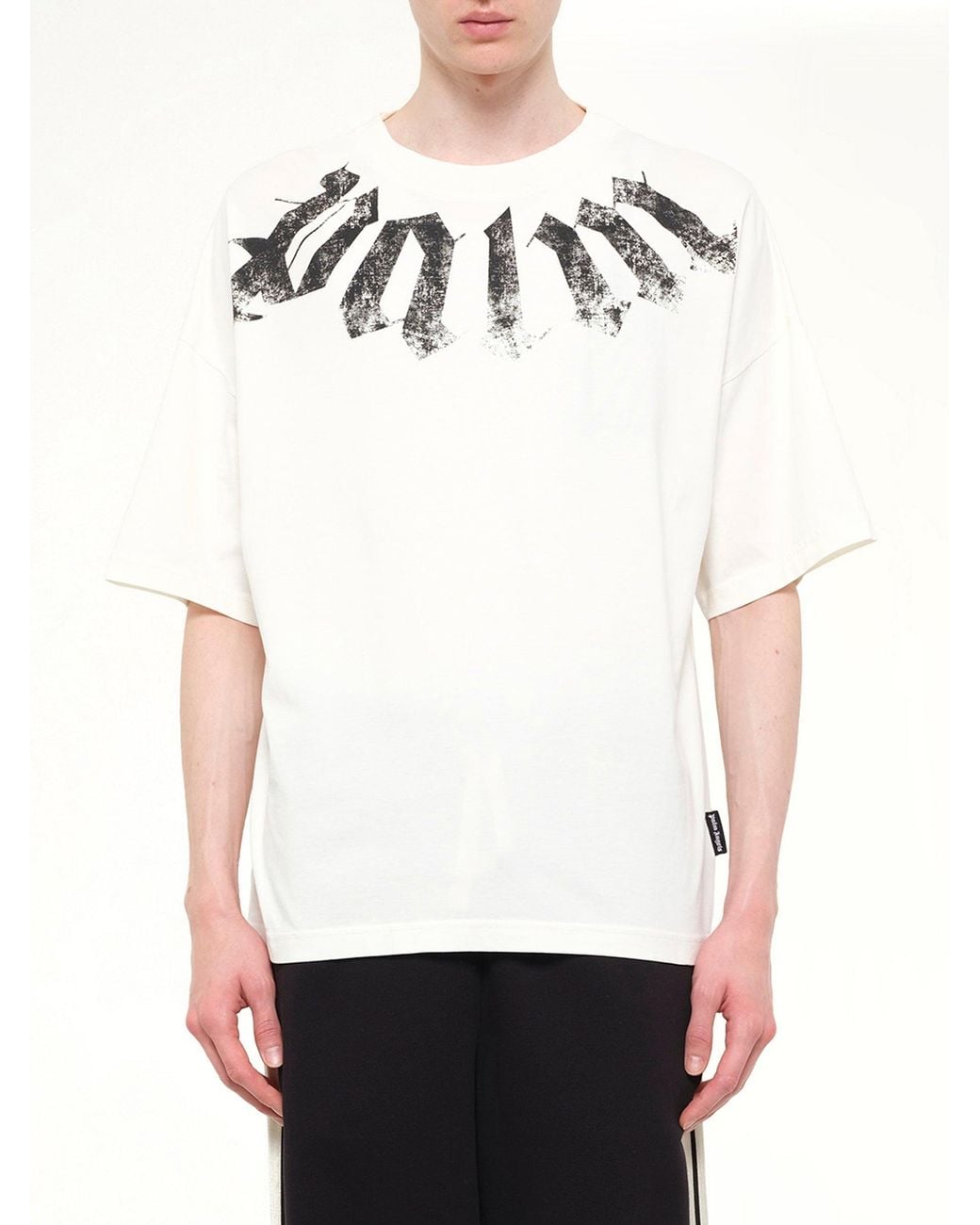 Palm Angels White Big Neck Logo Loose T-Shirt for men