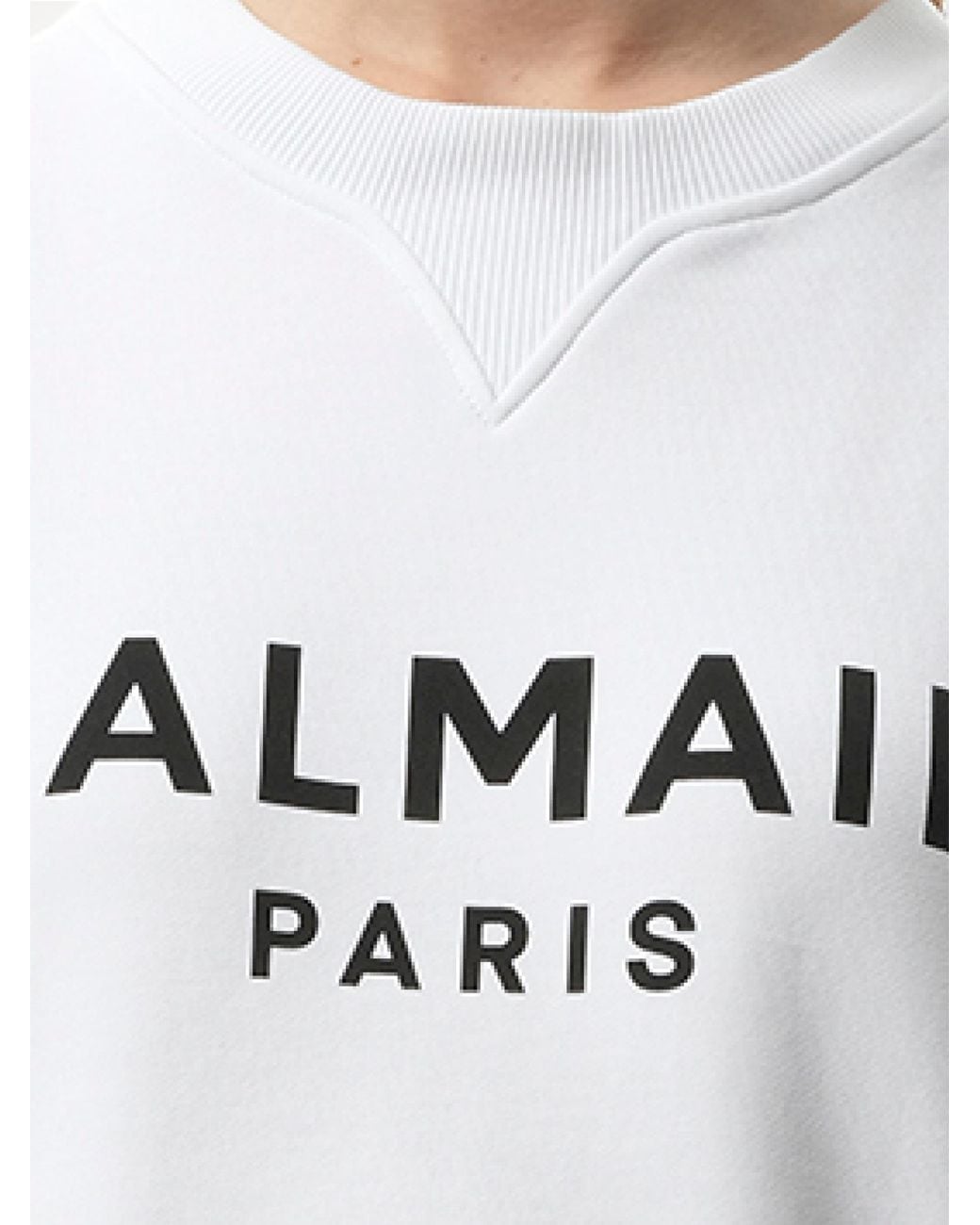 Balmain White 3 Button Printed Sweatshirt, Round Neck, Long Sleeves, 100% Organic Cotton, Size: Small