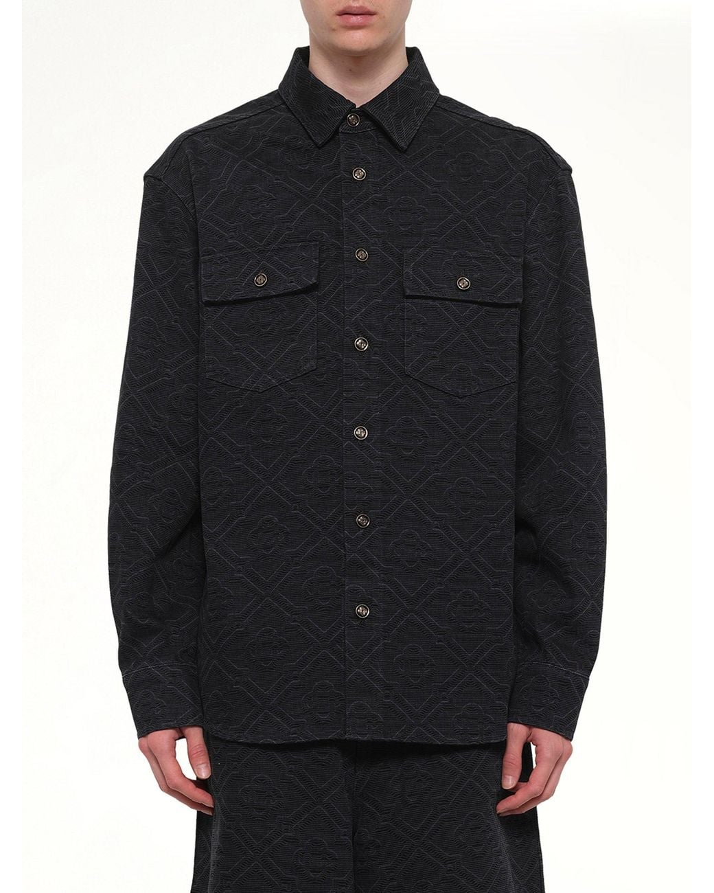 Casablanca Blue Laser Monogram Denim Shirt for men