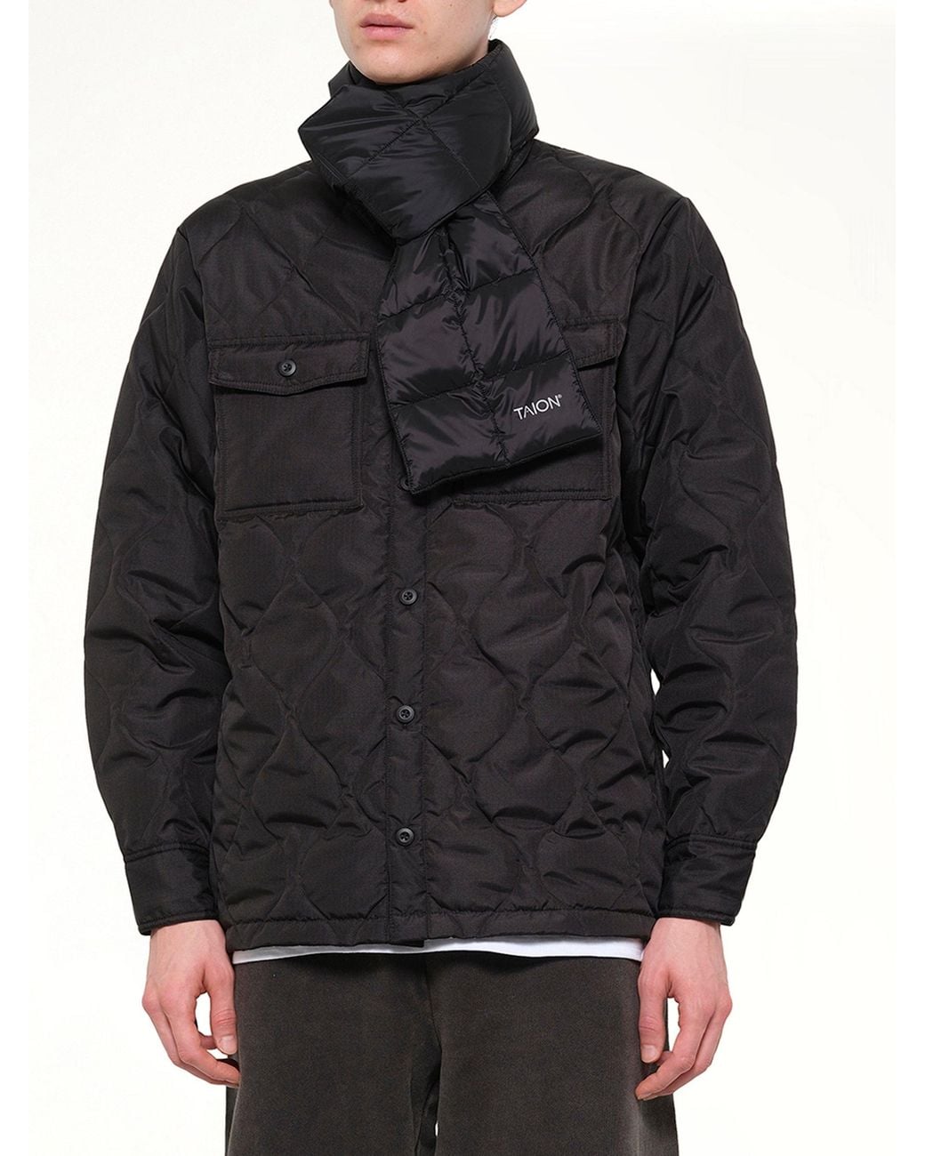 Taion Black Military Reversible Down Scarf for men