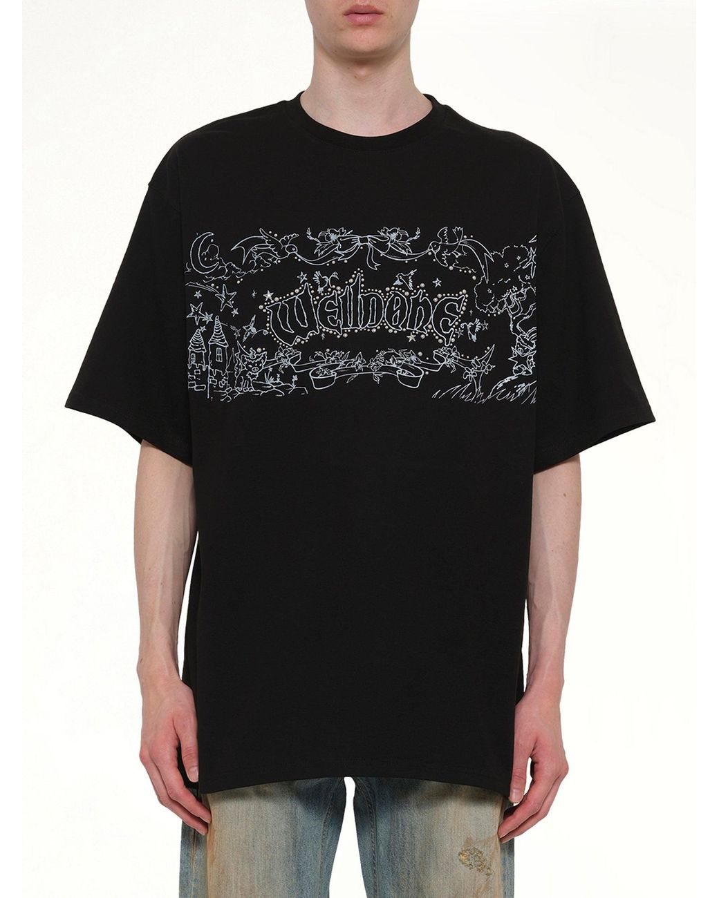we11done Black Ending Credit T-Shirt for men