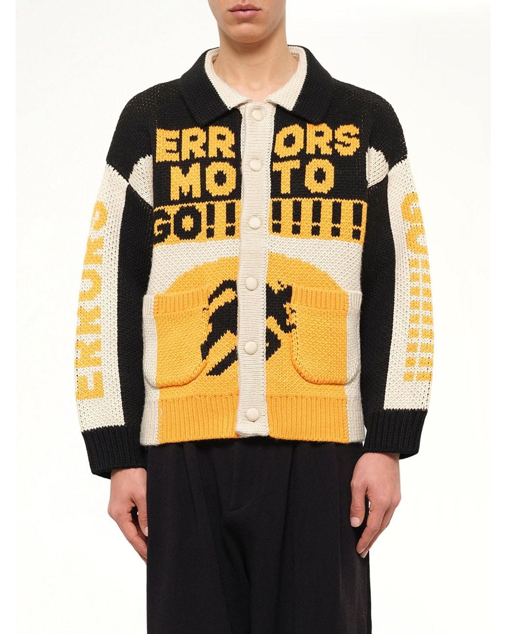 House of Errors Black Thick Knit Moto Cardigan for men