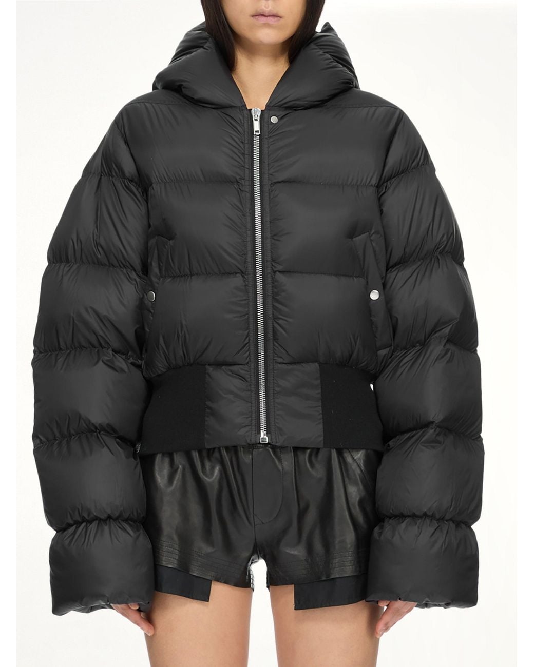 Rick Owens Black Cinched Hooded Jacket