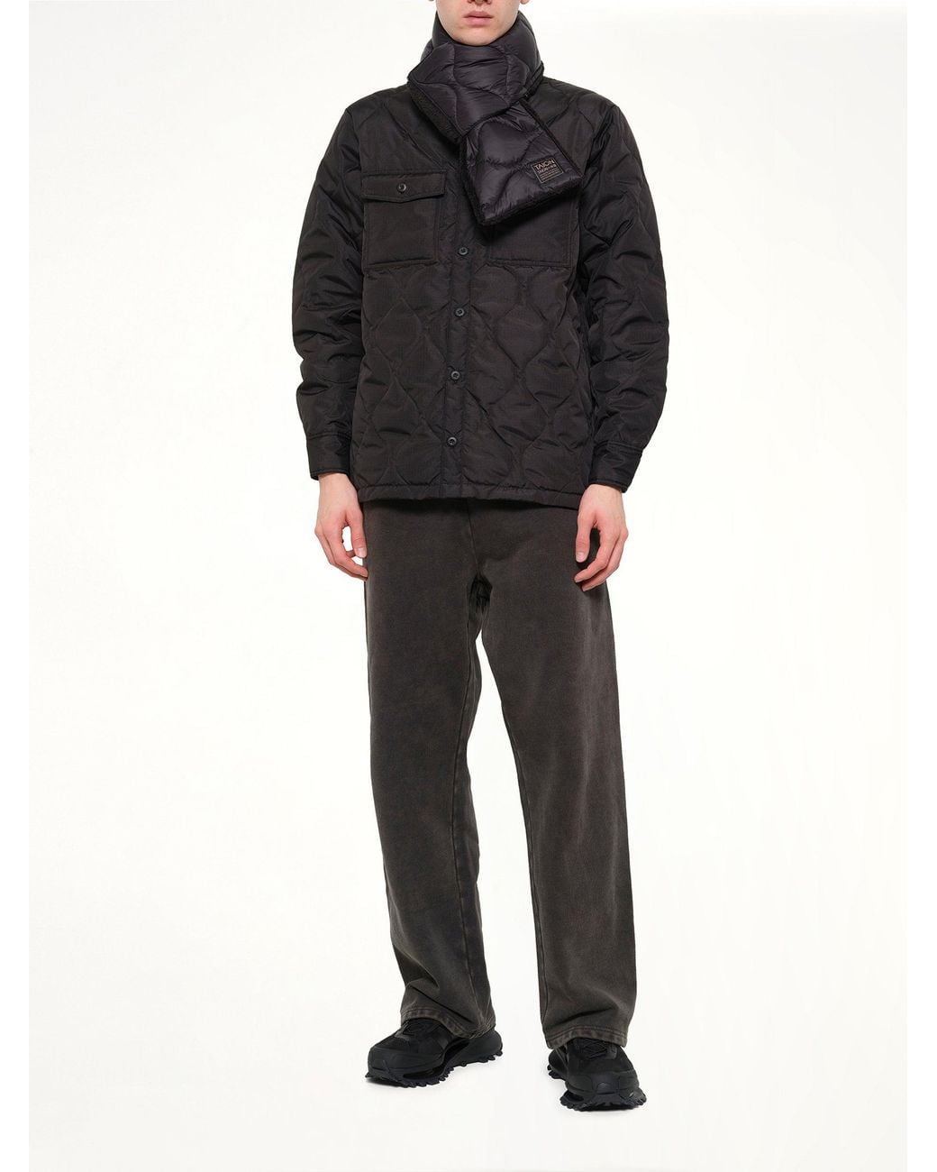 Taion Black Basic Down Scarf for men