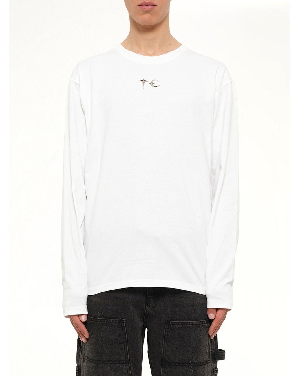 THUG CLUB White Tc Basic Long Sleeve T-Shirt for men