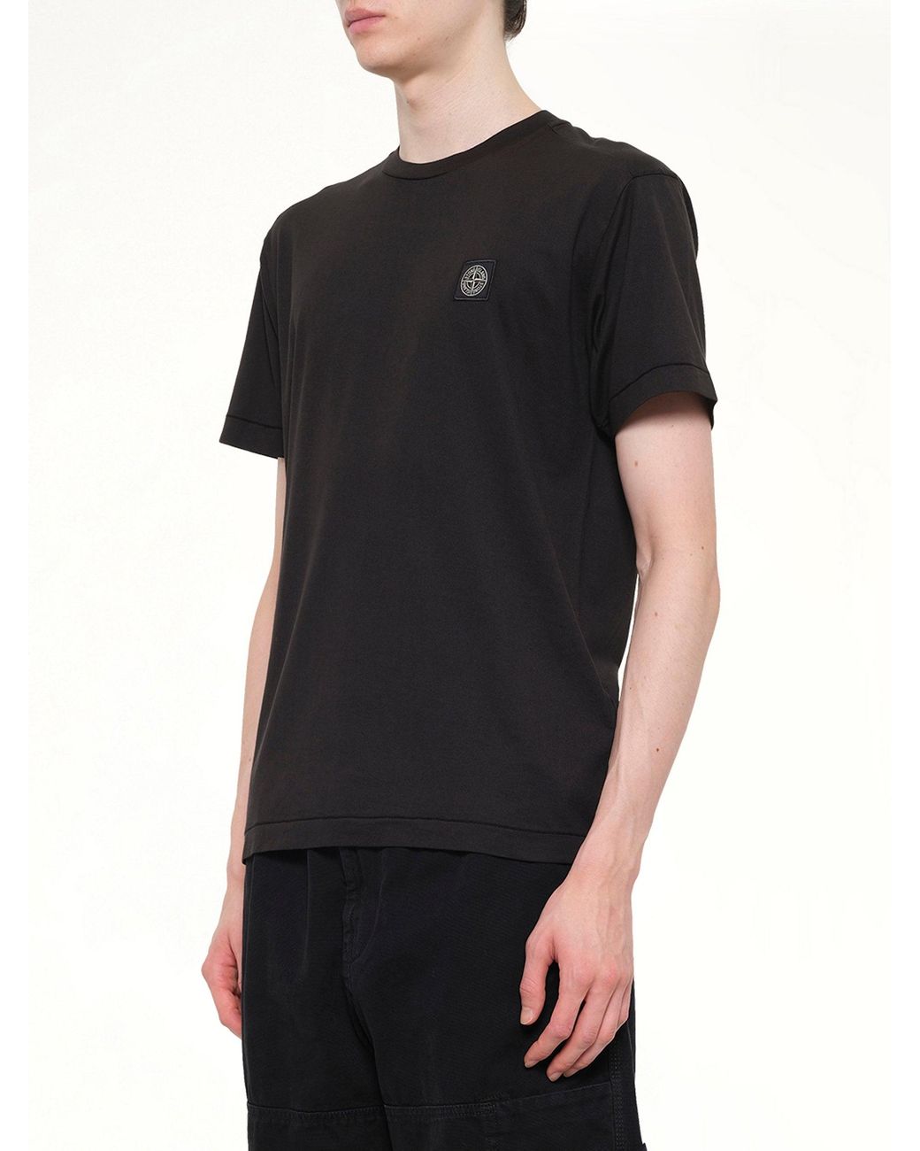 Stone Island Black 2100027 Cotton Compass Patch T-Shirt for men