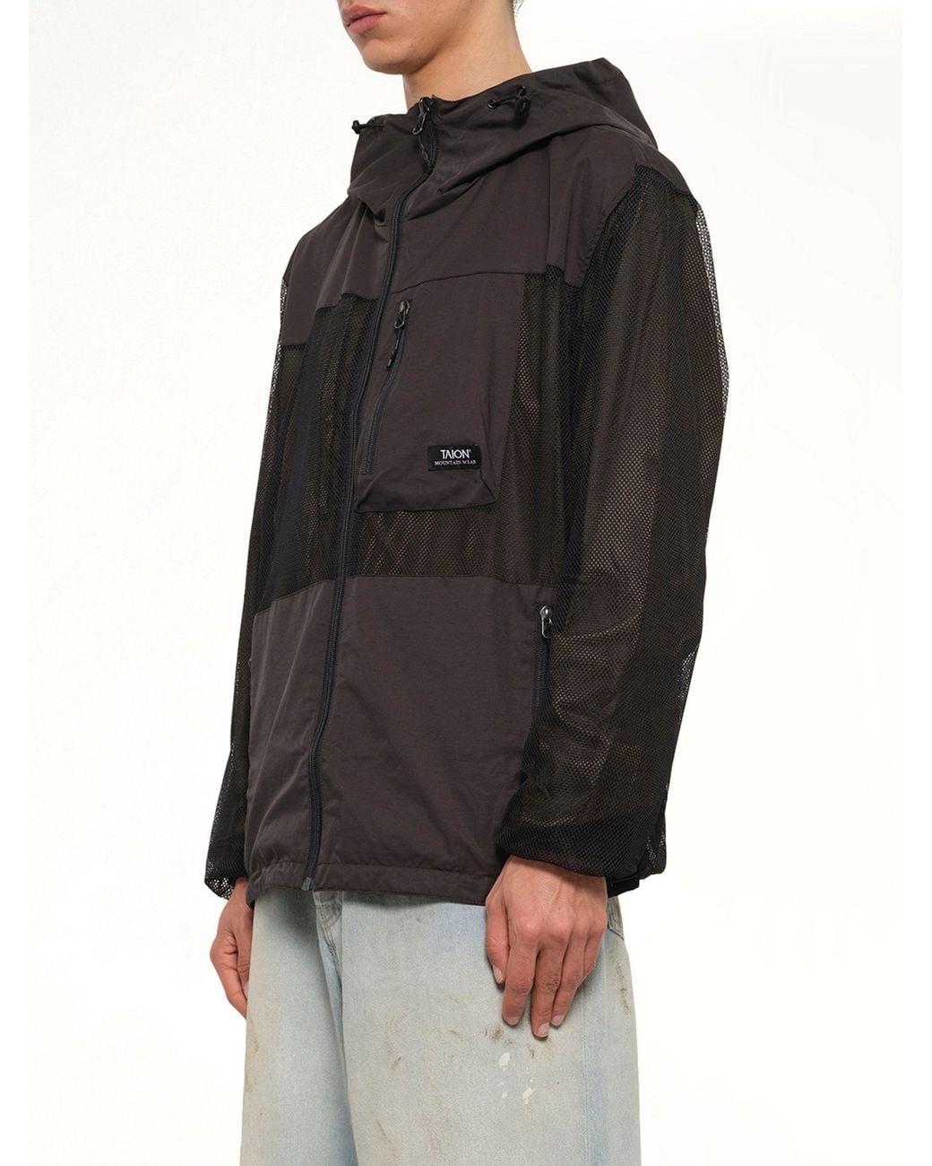 Taion Black Non Down Mountain Reversible W-Zip Hood Jacket for men