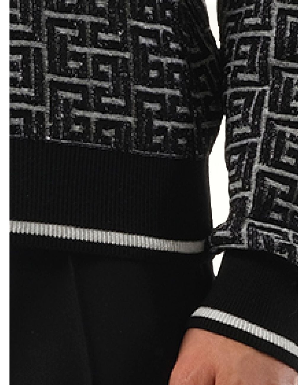 Balmain Black 3D Monogram Vanise Knit Sweater, Round Neck, Long Sleeves, Size: Medium for men
