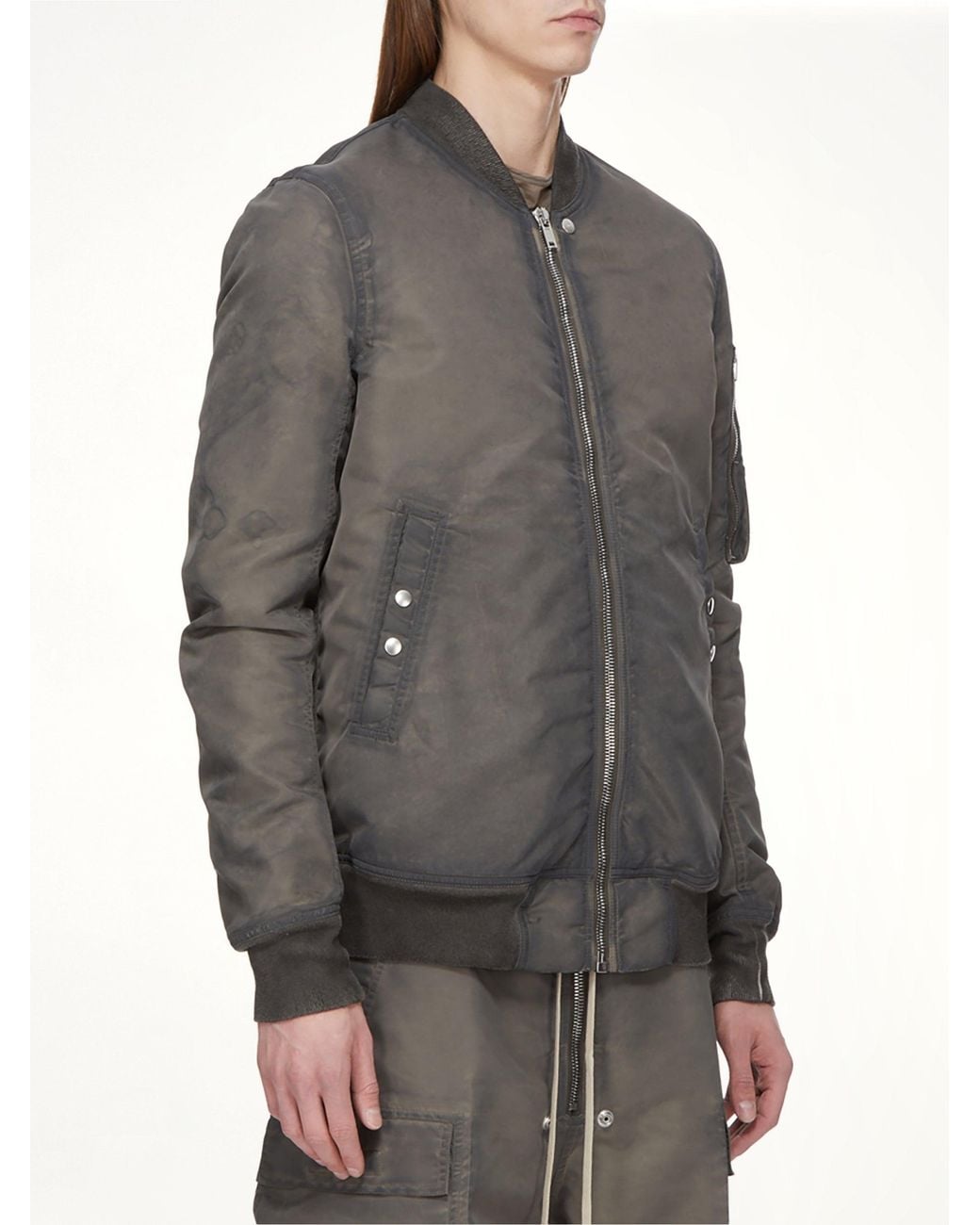 Rick Owens Gray Nylon Classic Flight Jacket for men