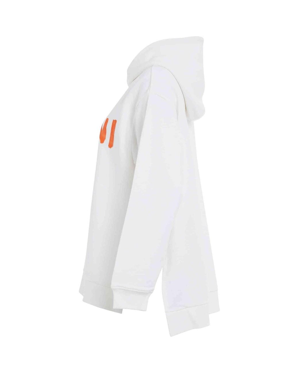 Marni White Logo Print Hoodie, Long Sleeves, 100% Cotton