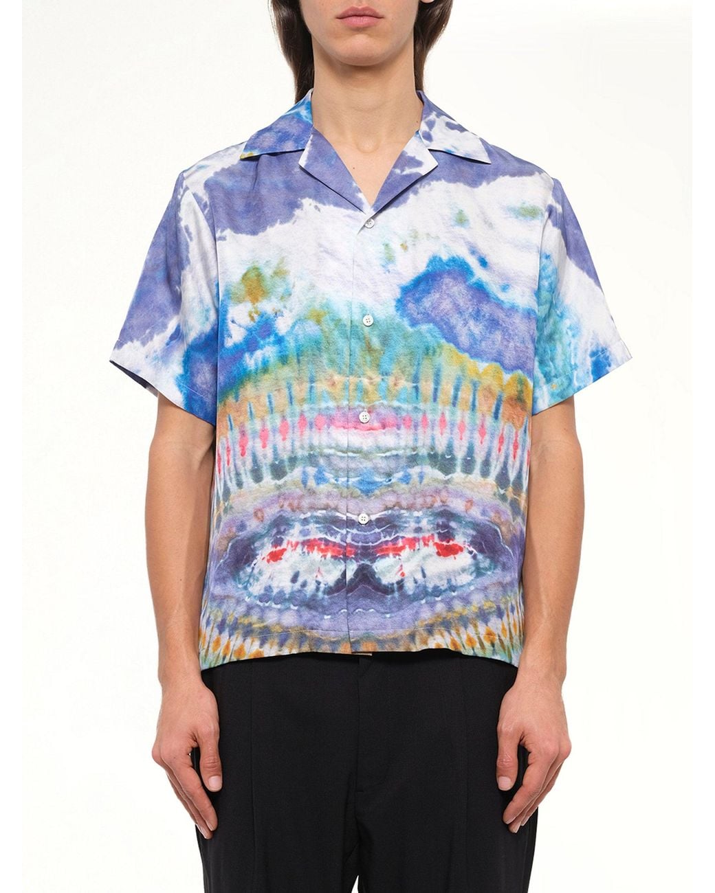 Amiri Blue Tie Dye Short Sleeve Shirt for men