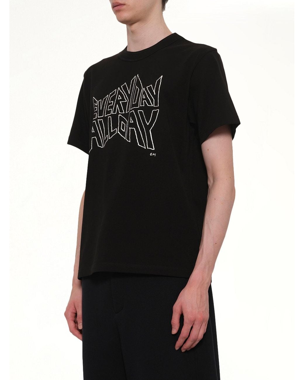 Sacai Black Geoff Print T-Shirt for men