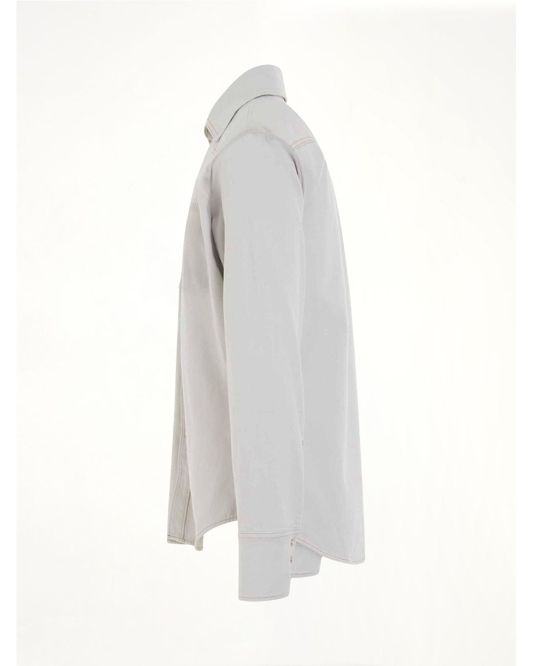 Maison Margiela White Chalk Selvedge Denim Shirt, Long Sleeves, 100% Cotton for men