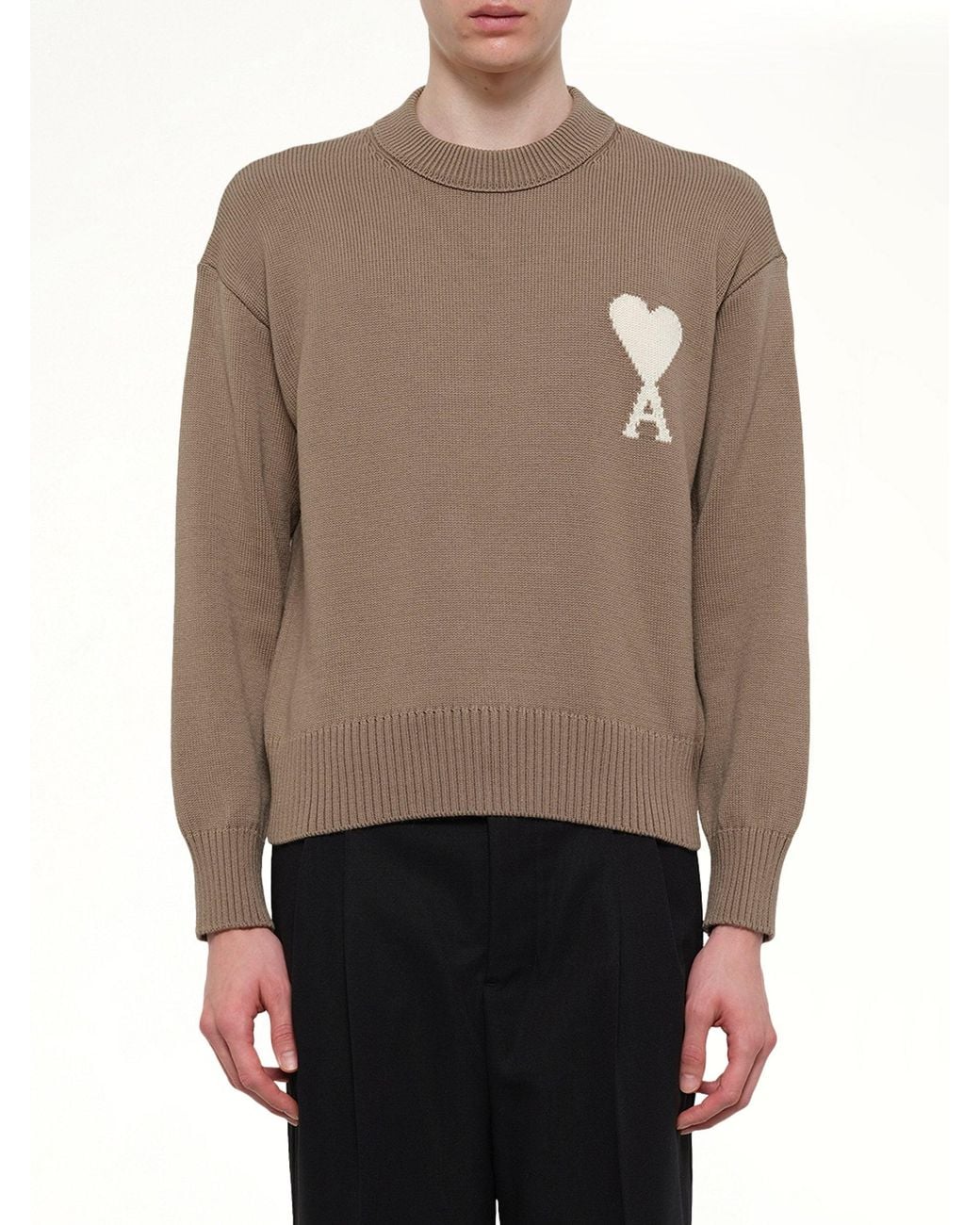 AMI Natural Contrasted Ami De Coeur Sweater for men