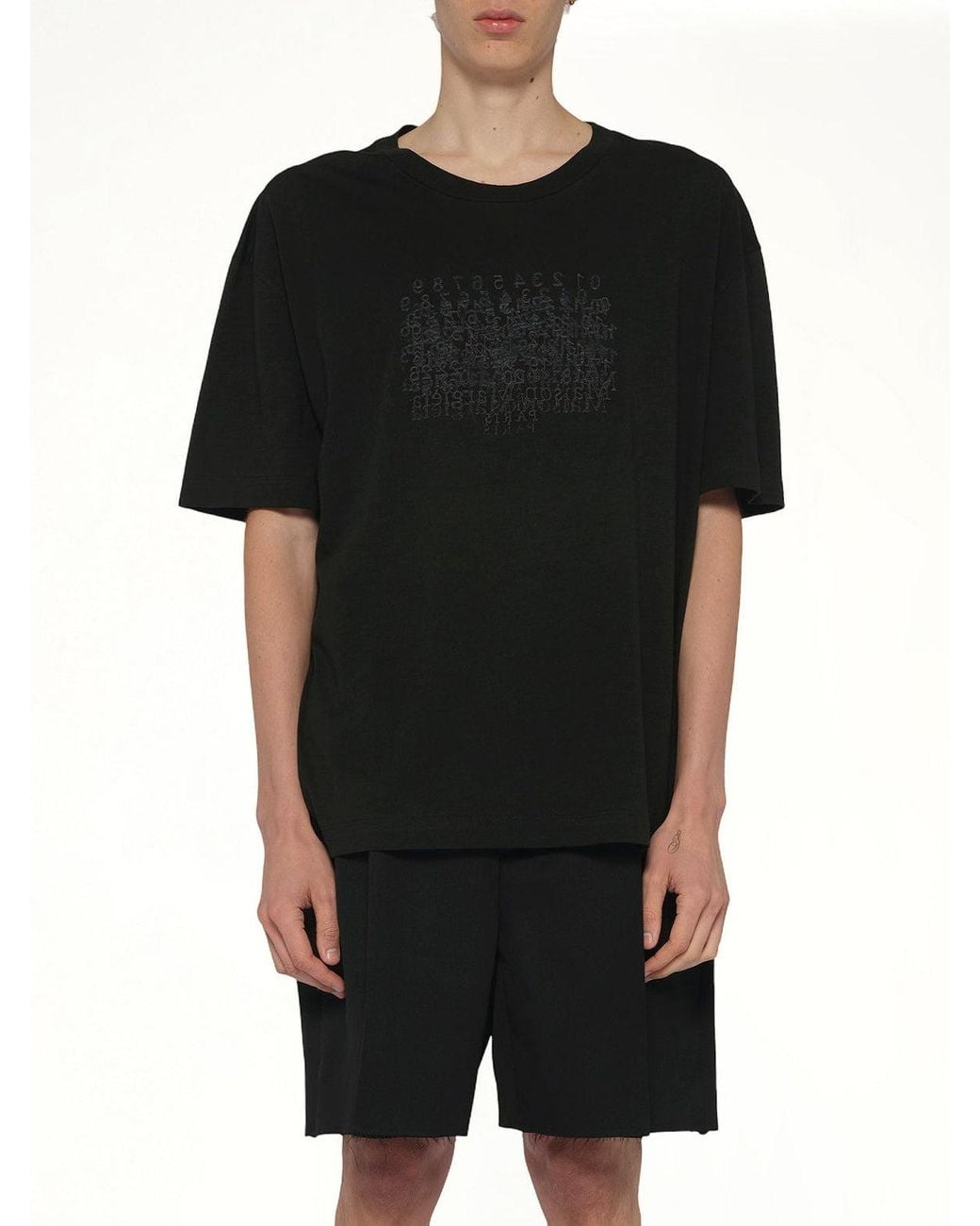 Maison Margiela Black Slubby Logo T-Shirt for men
