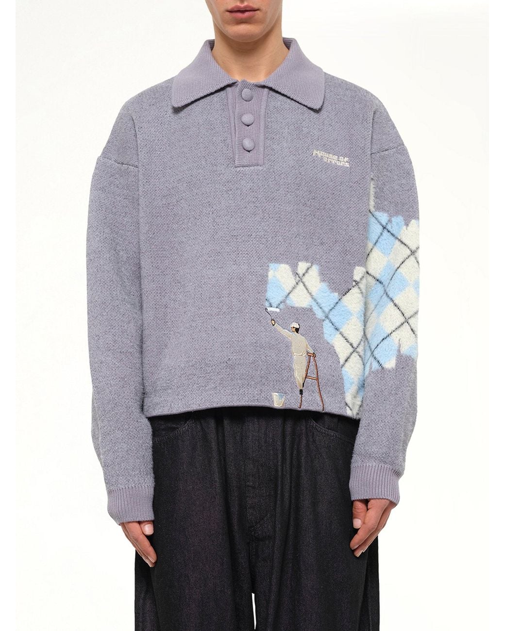House of Errors Gray Knitted Wall Painter Rugby for men