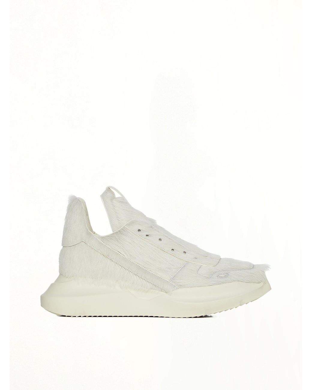 Rick Owens White Fur Geth Runner for men