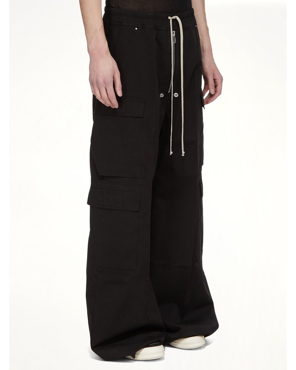 Rick Owens Black Cotton Twill Double Cargo Jumbo Belas for men