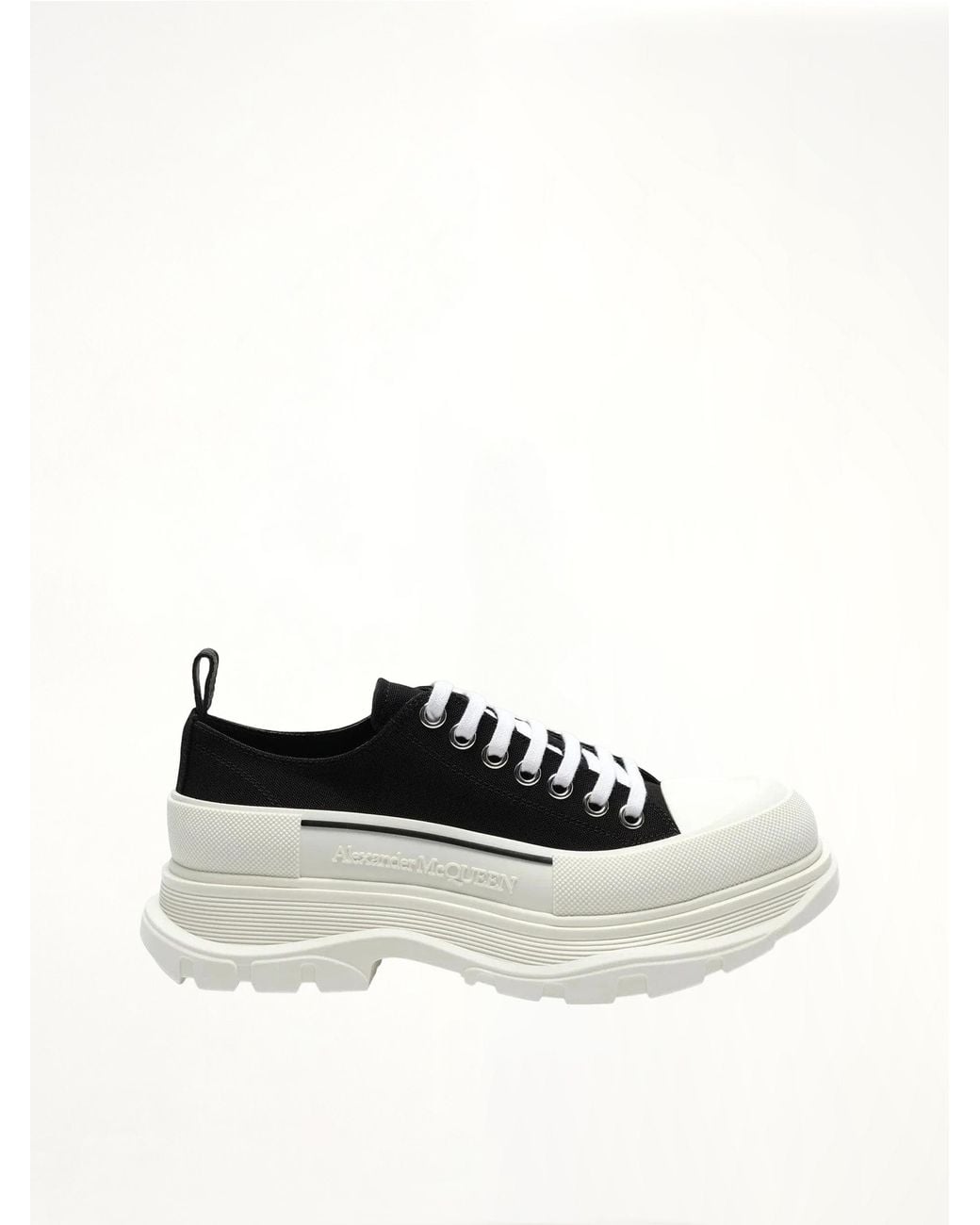 McQueen White Tread Slick Canvas Lace-Up Shoes Sneakers, 100% Fabric for men