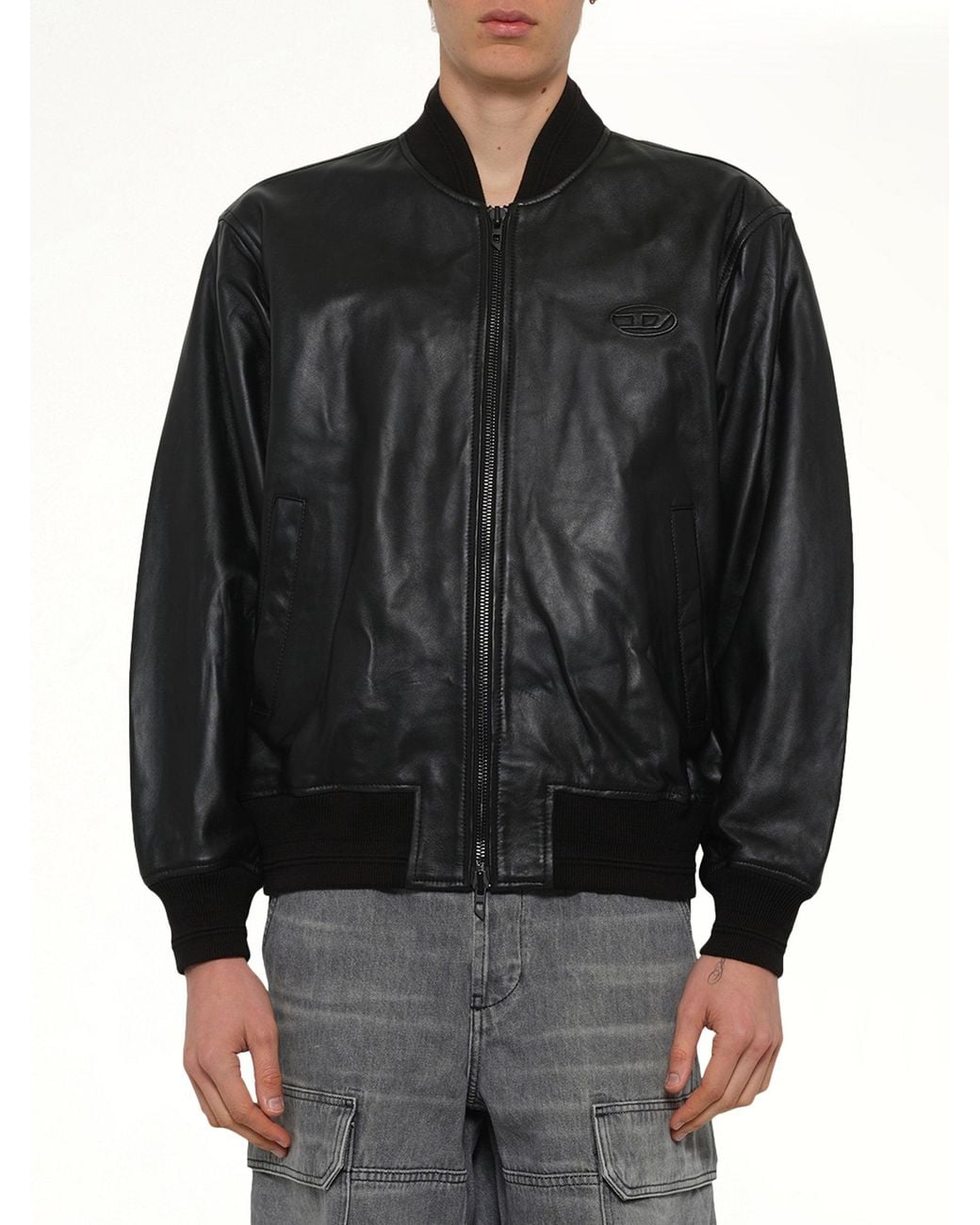 DIESEL Black L-Type Leather Jacket for men