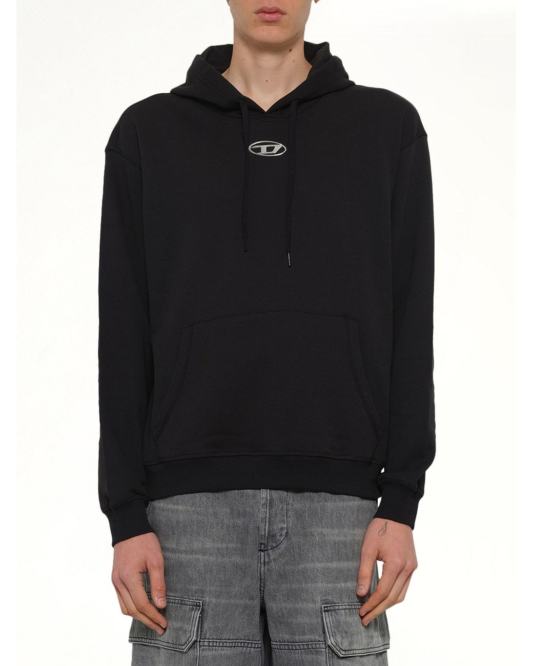 DIESEL Black Norm-Hood-Iod Hoodie for men