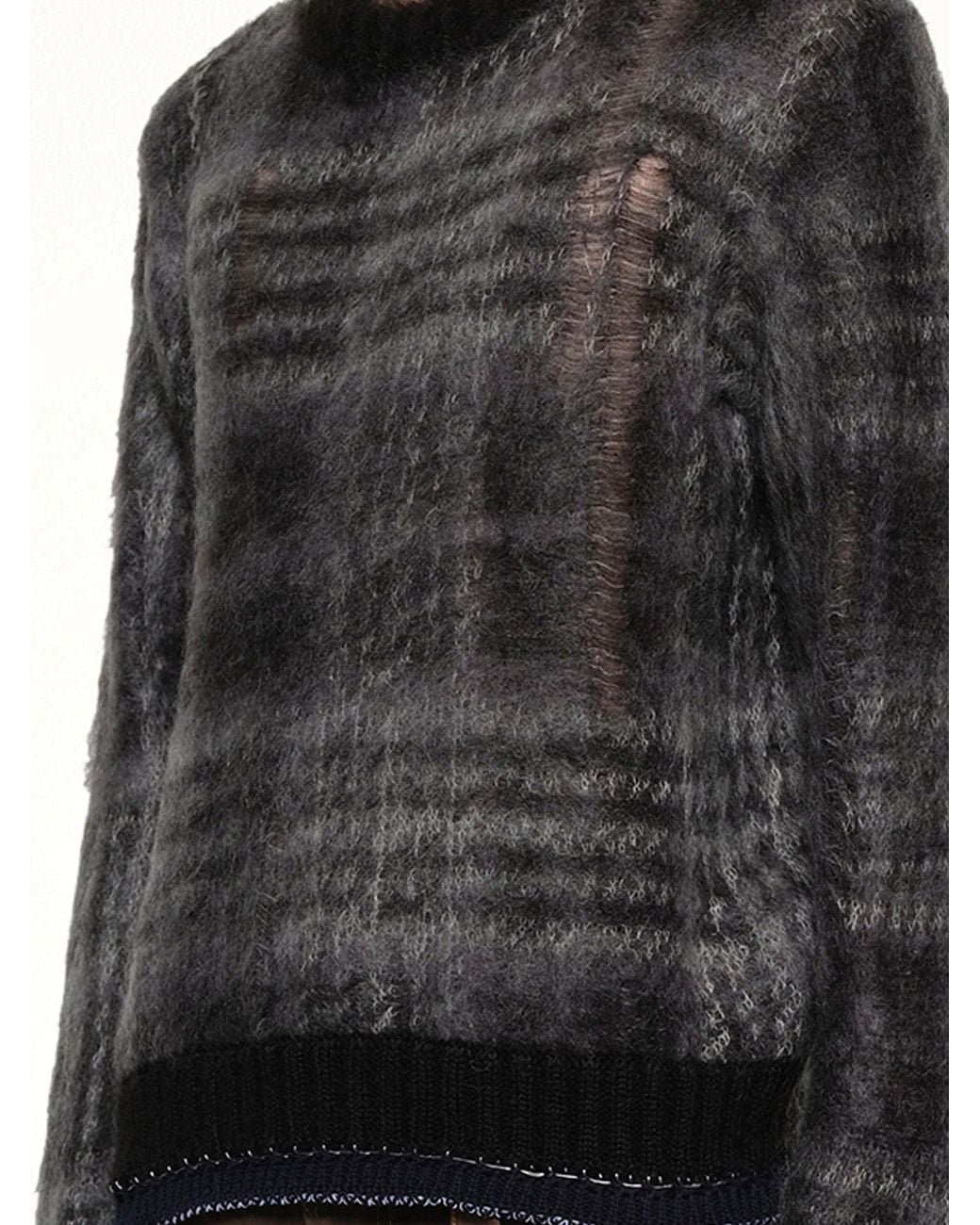 Sacai Black Plaid Mohair Knit Pullover for men