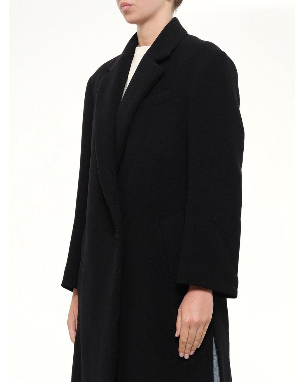 Loewe Black Wool Cashmere Coat