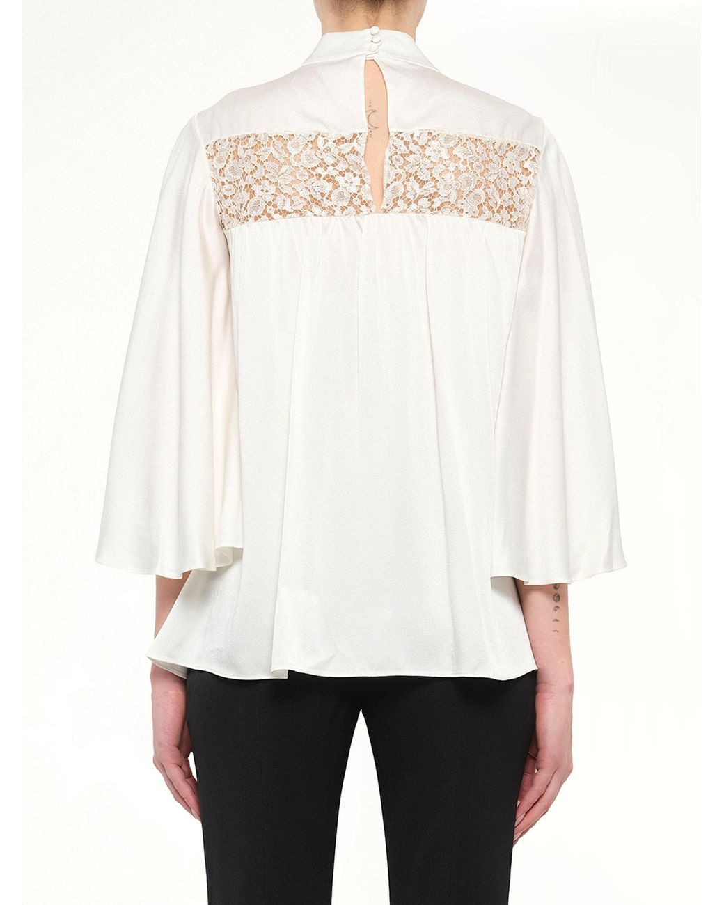 McQueen White Fluid Satin Top