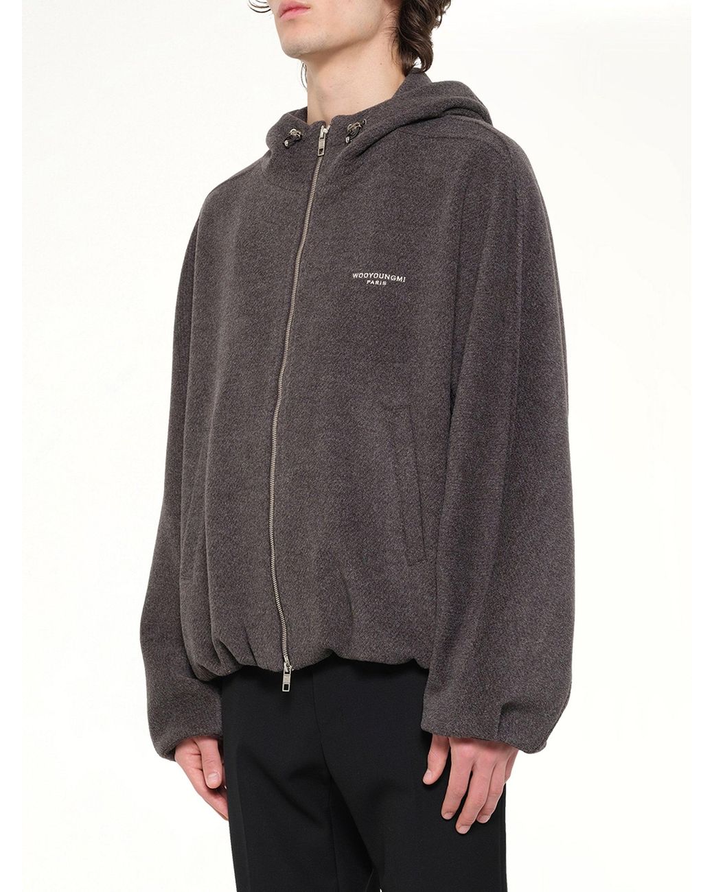 Wooyoungmi Gray Woven Hoodie for men