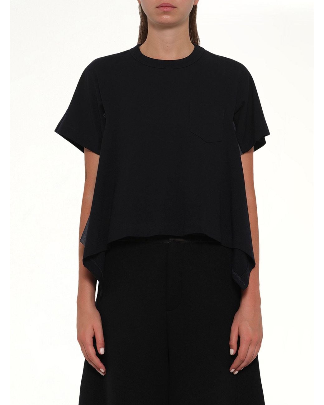 Sacai Black Light Weight Denim X Cotton Jersey T-Shirt