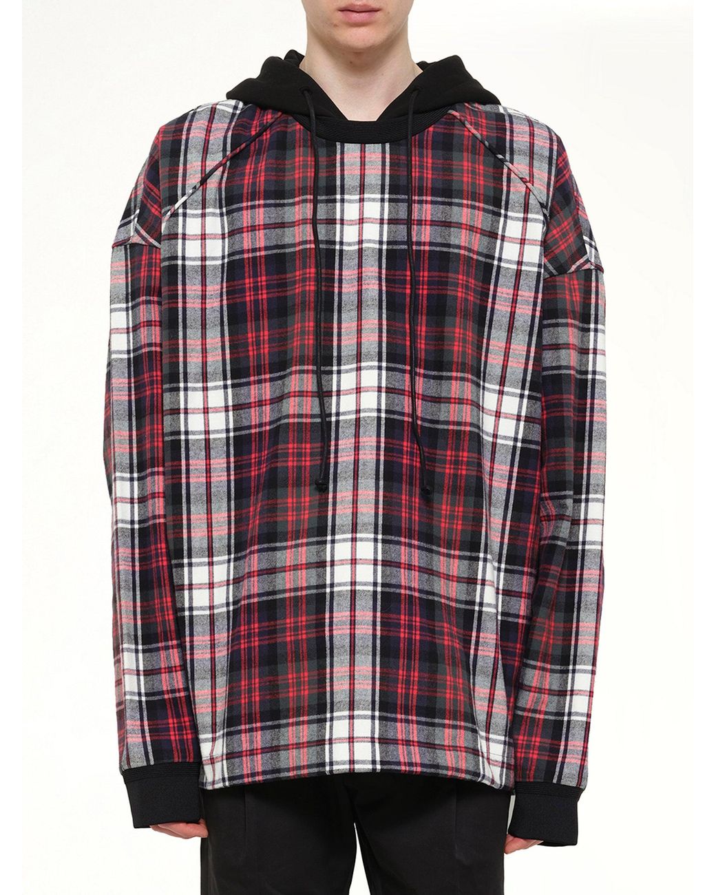 Juun.J Red Plaid Hoodie for men