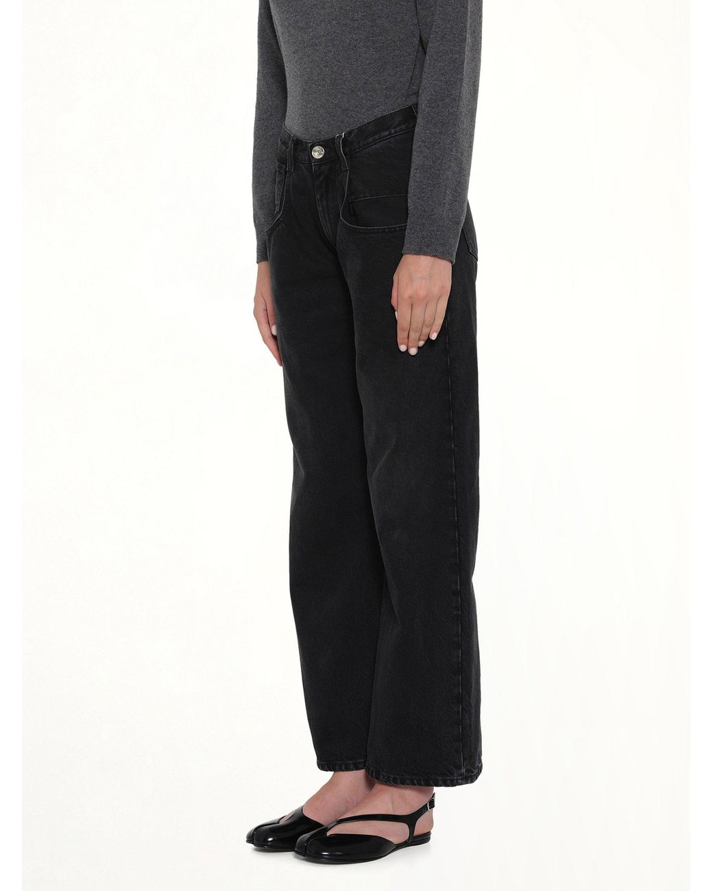 Maison Margiela Black Straight Jeans With Contrasted Pockets