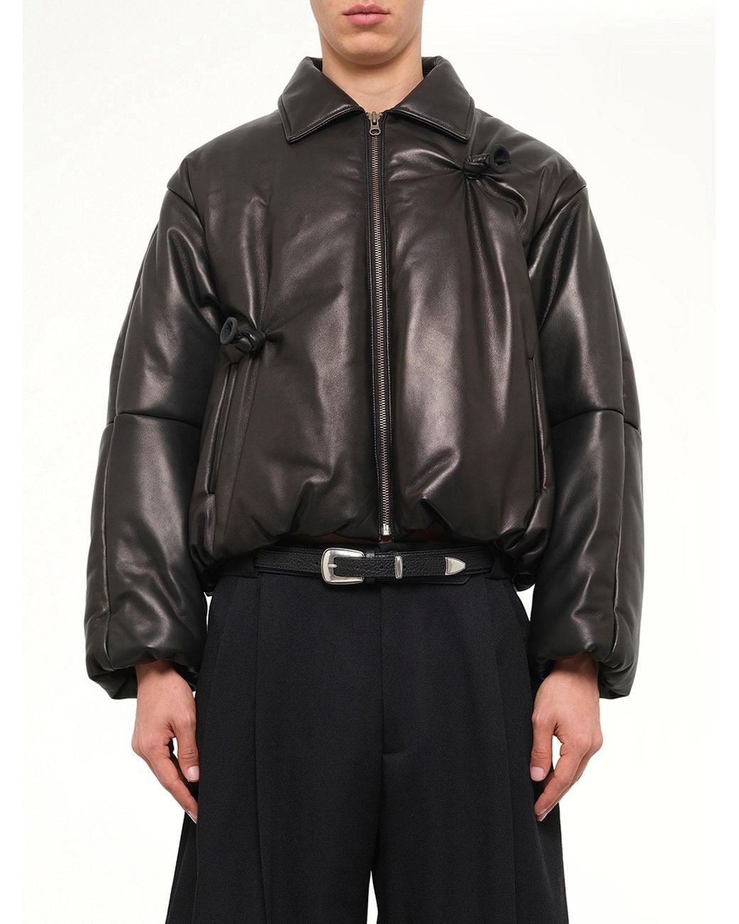 Doublet Black Inflated Balloon Leather Jacket for men