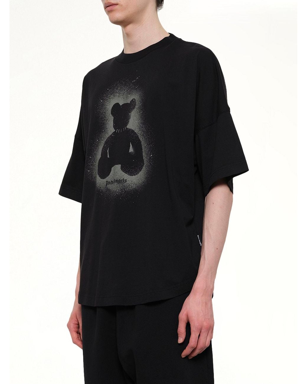 Palm Angels Black Spray Bear Over T-Shirt for men