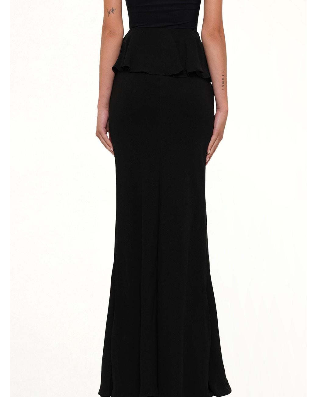 McQueen Black Long Drape Skirt