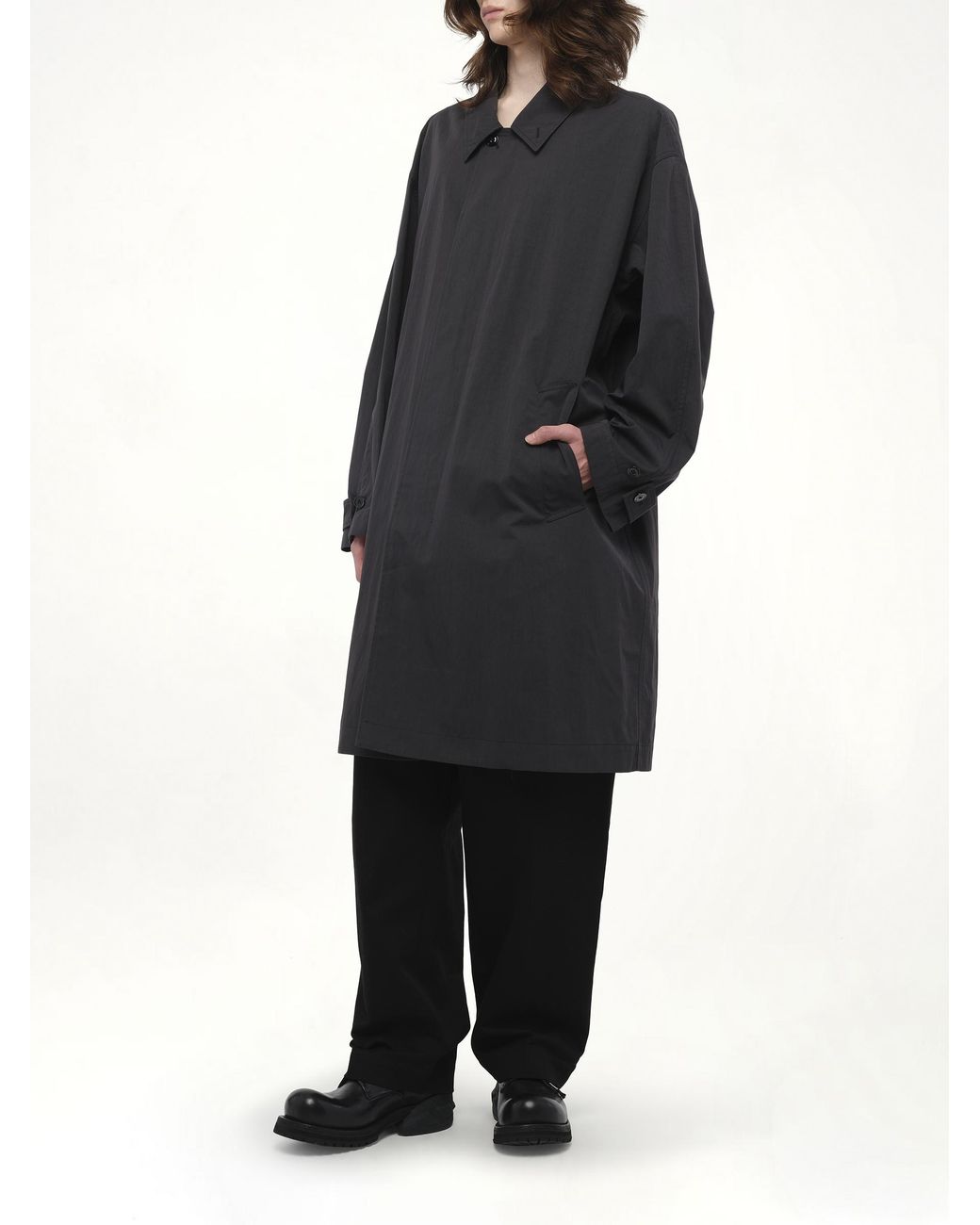 Lemaire Car Coat, 100% Cotton, Size: Medium in Black for Men