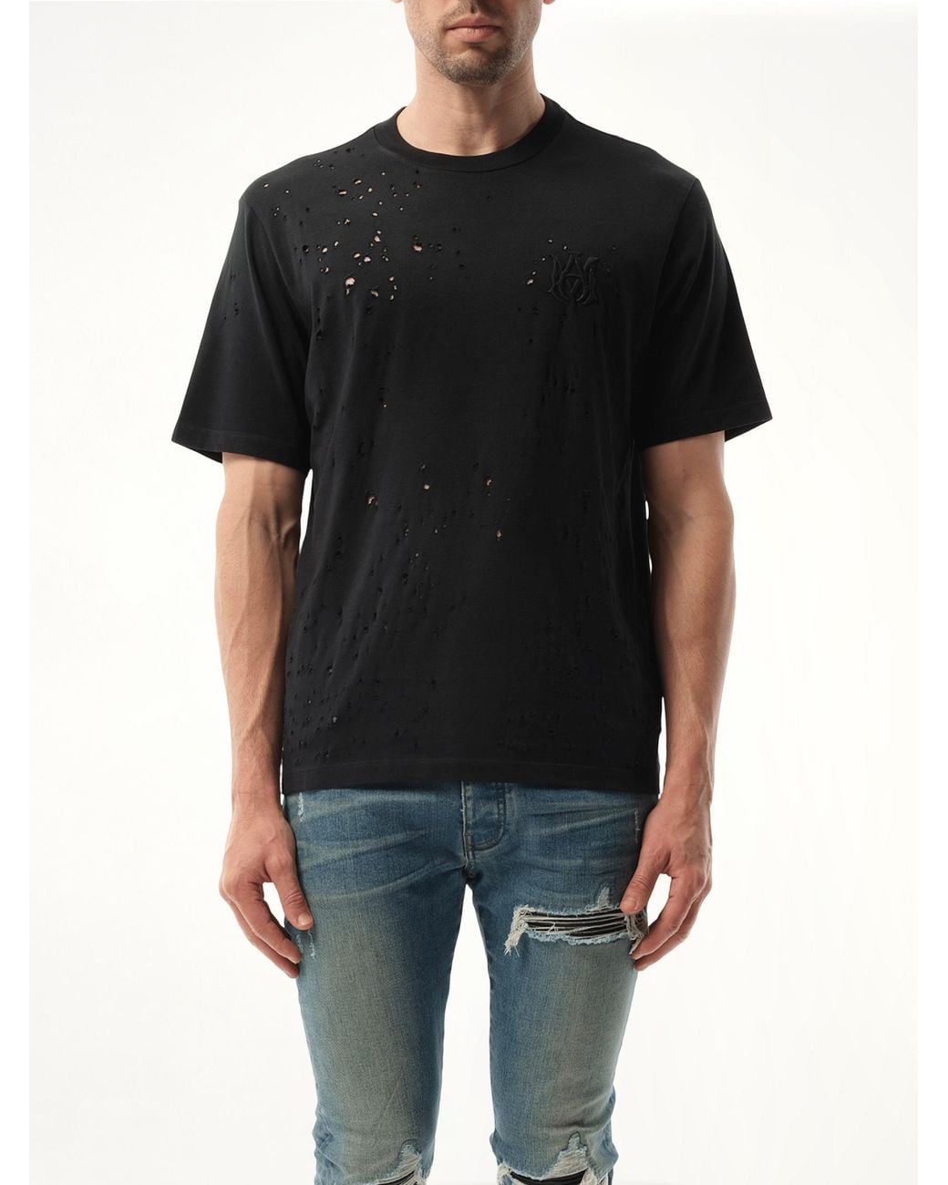 Amiri Black Ma Shotgun Embroidered T-Shirt for men