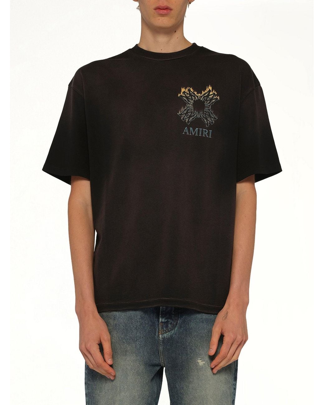 Amiri Black Ma Quad Flames Oversized T-Shirt for men
