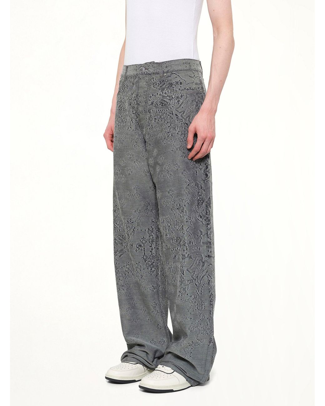 Amiri Gray Ma Quad Bandana Baggy Jeans for men