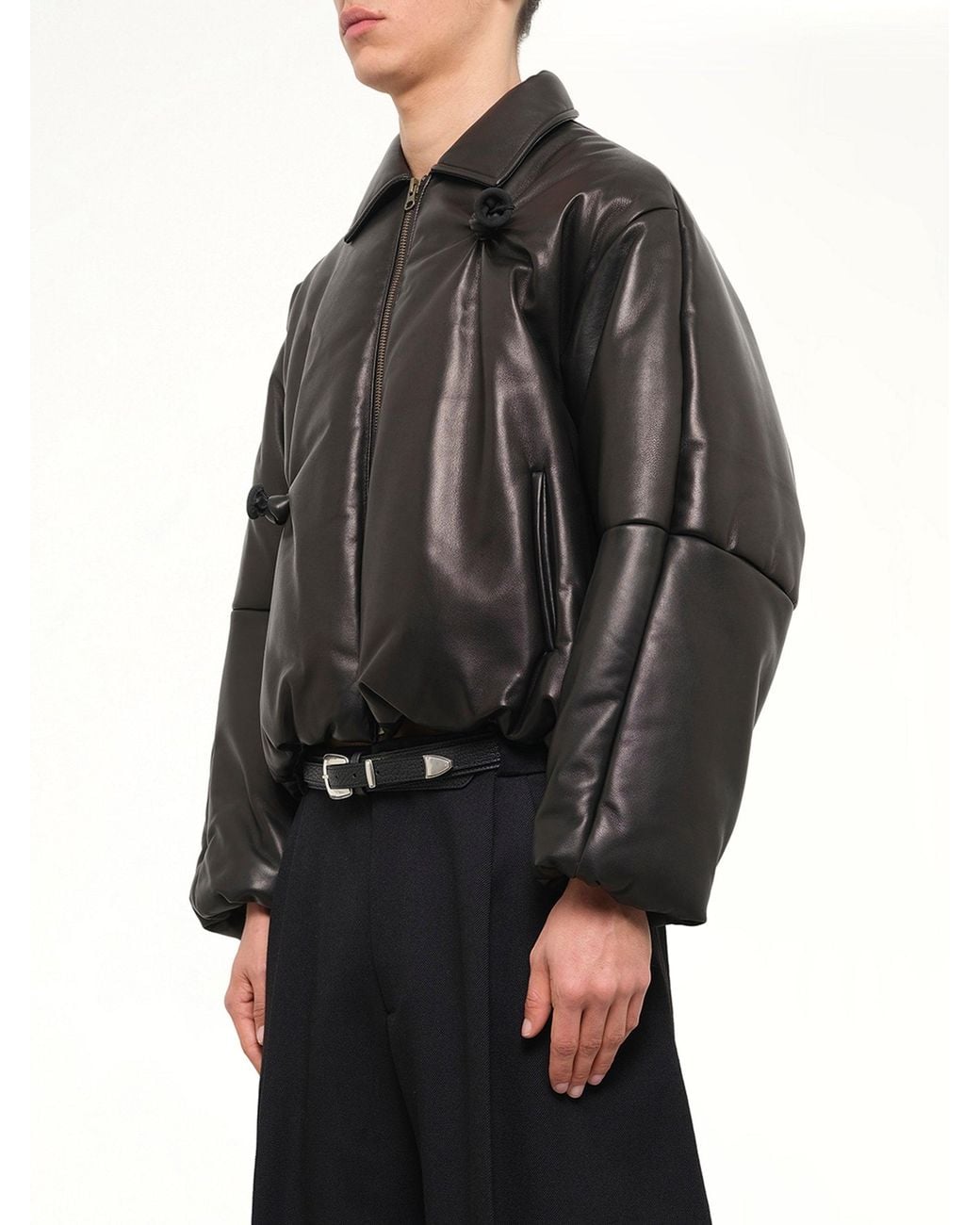 Doublet Black Inflated Balloon Leather Jacket for men