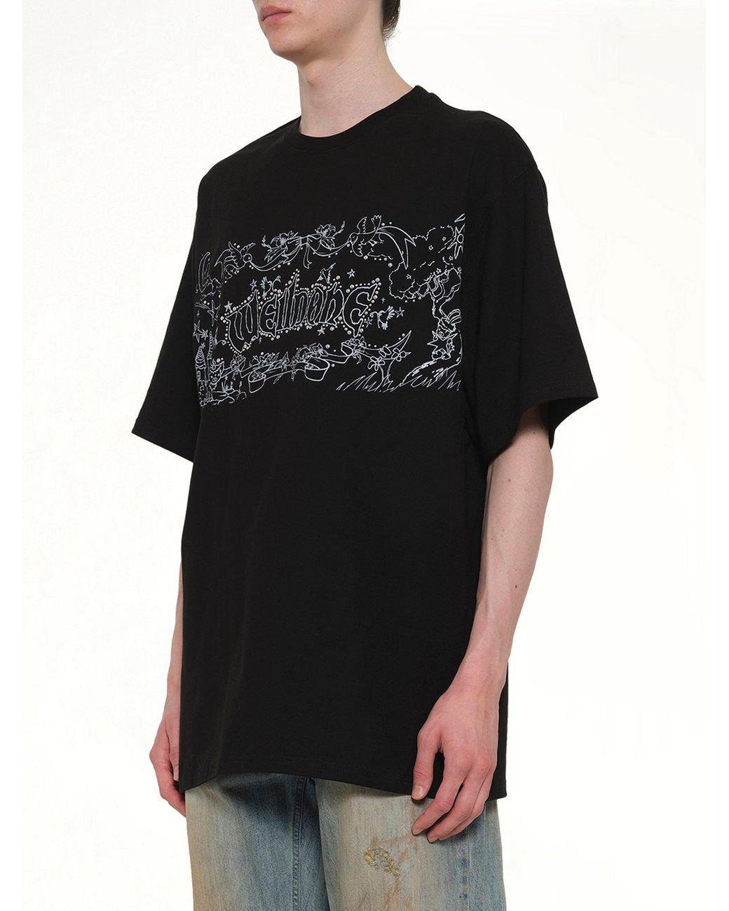 we11done Black Ending Credit T-Shirt for men