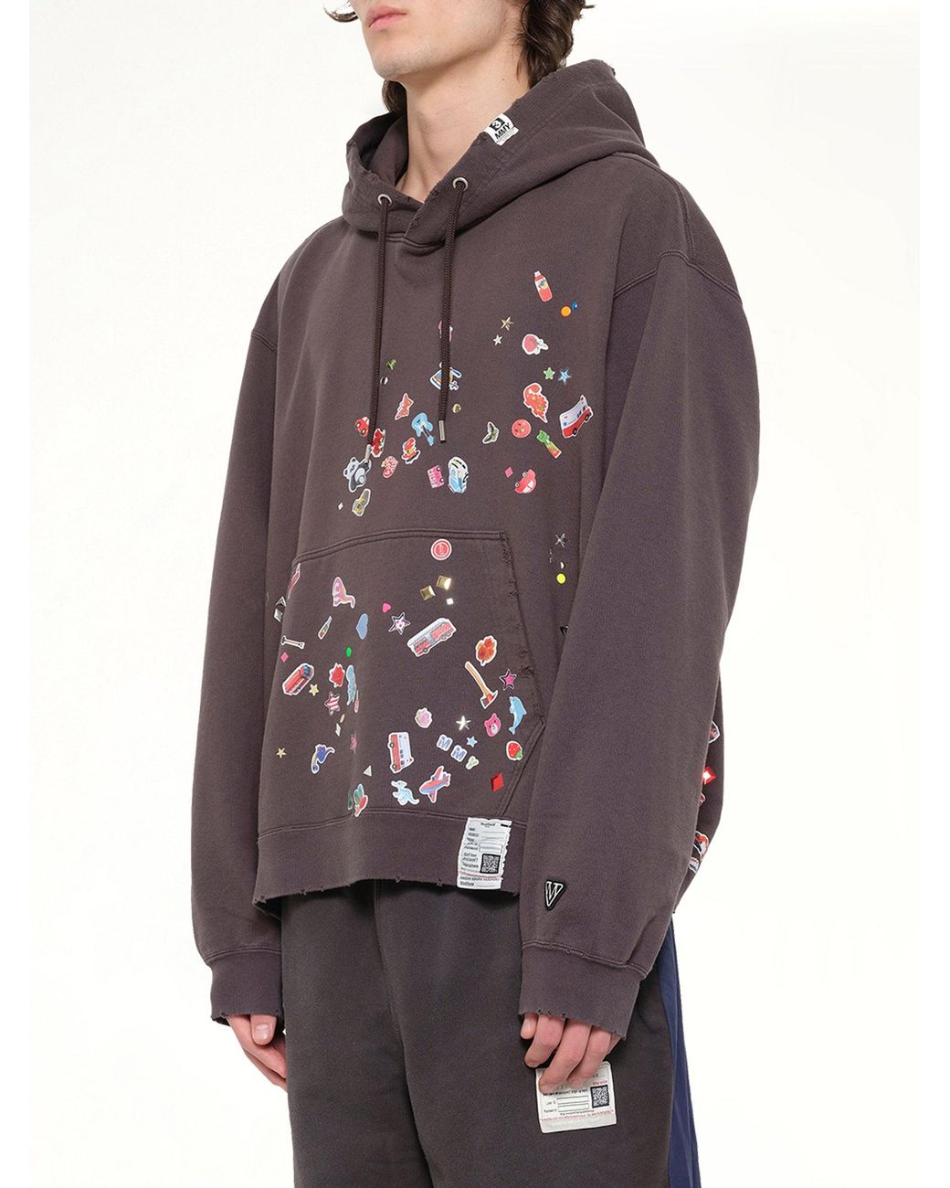 Maison Mihara Yasuhiro Purple Kids Sticker Hoodie for men