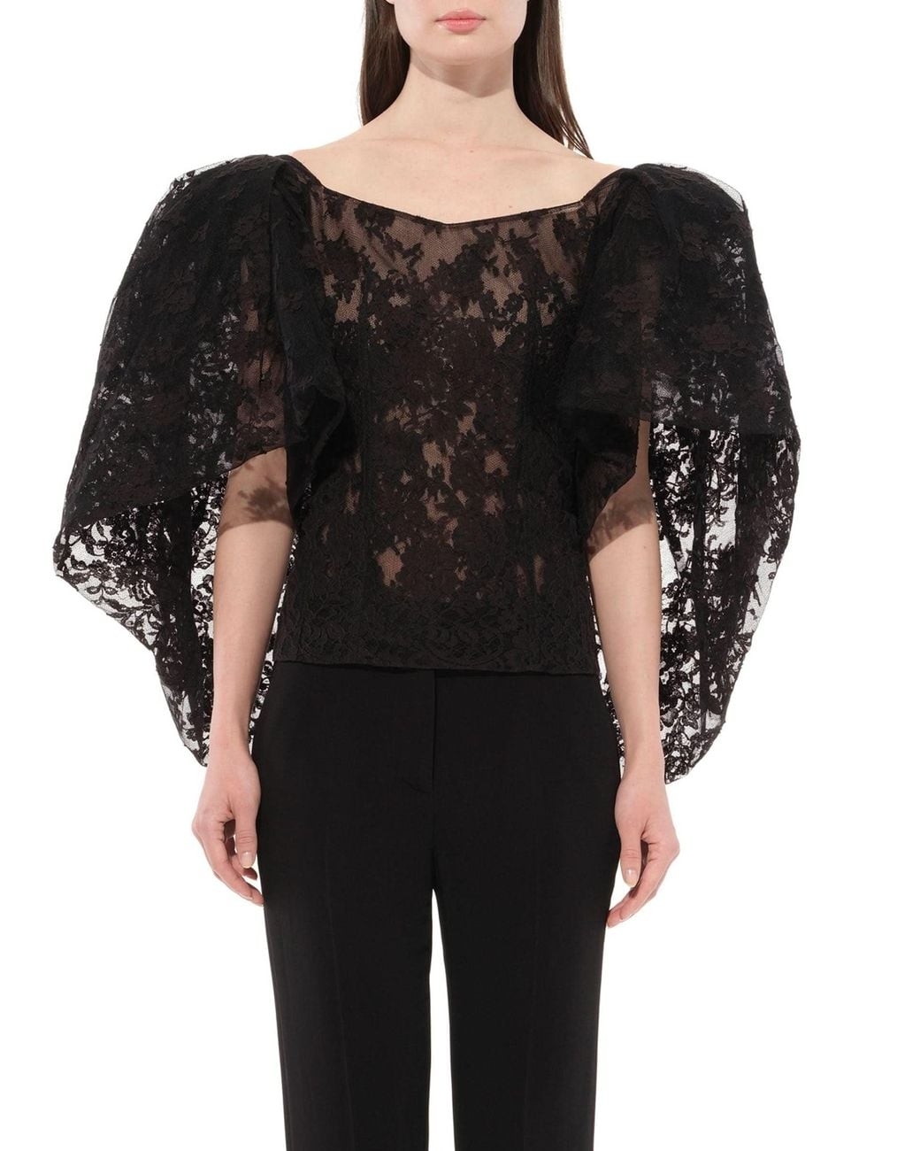 Givenchy Black Lace Puffy Cape Corset