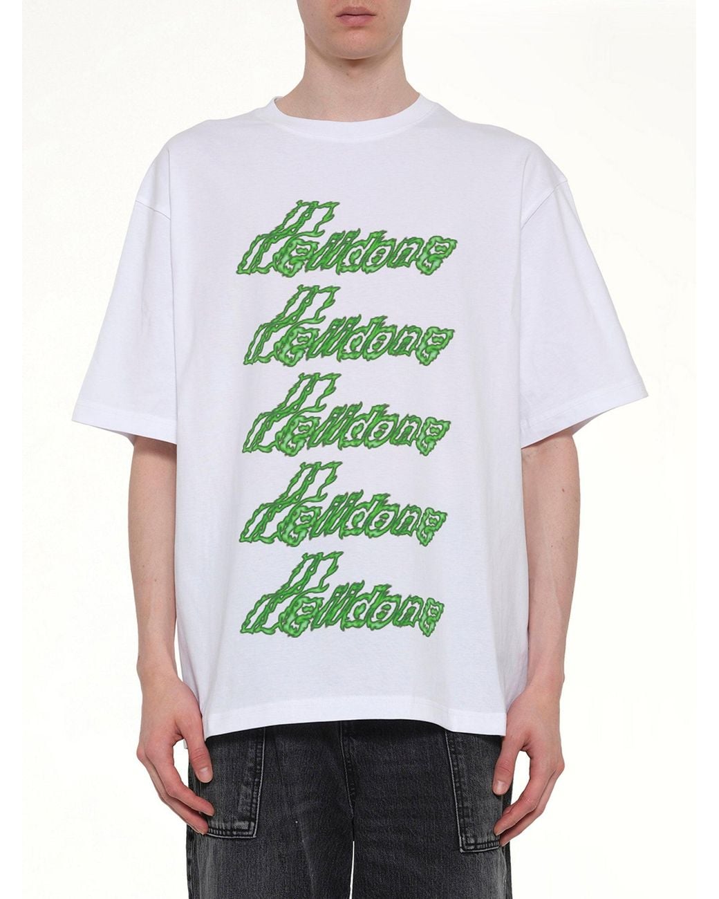 we11done Green Multi-Logo T-Shirt for men