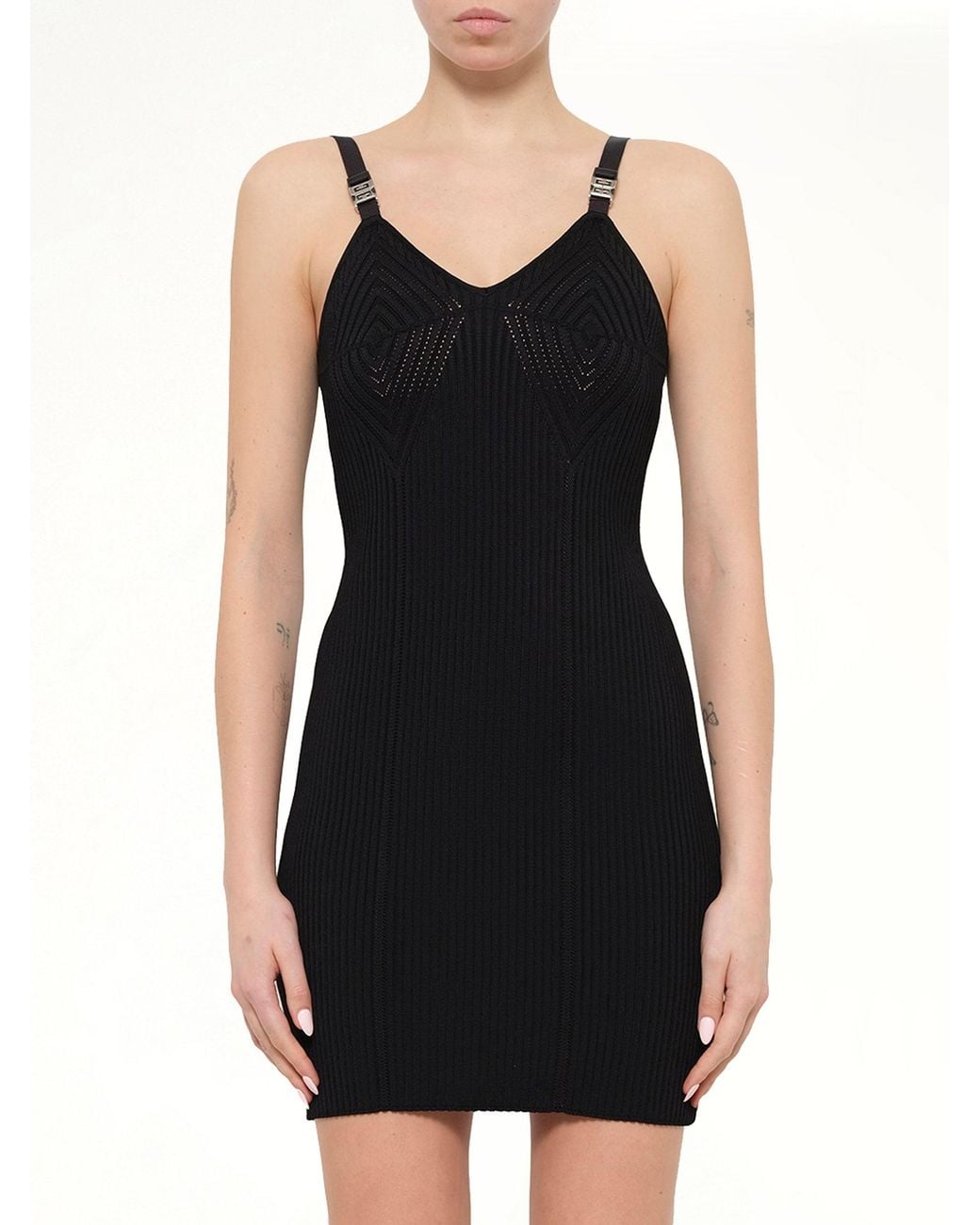 Givenchy Black Mix Textured Viscose Dress