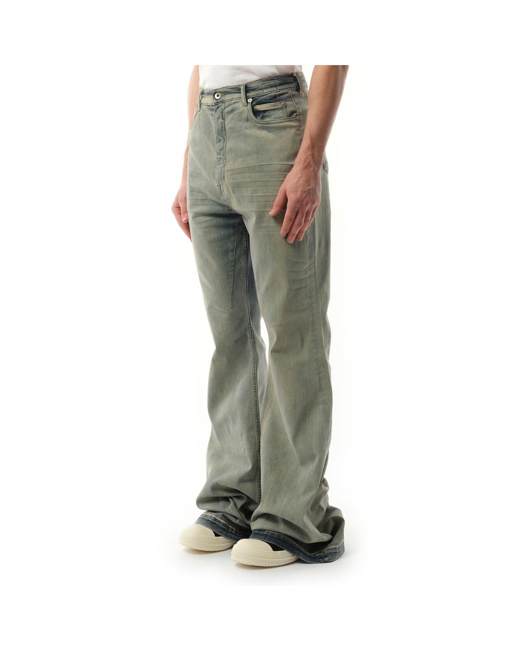 Rick Owens Bolan Bootcut Denim Pants, , 100% Cotton in Green Rick Owens Bolan Bootcut Denim Pants, , 100% Cotton in Green