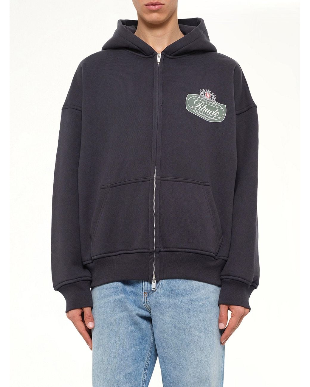 Rhude Blue Desert Crest Zip Up Hoodie for men