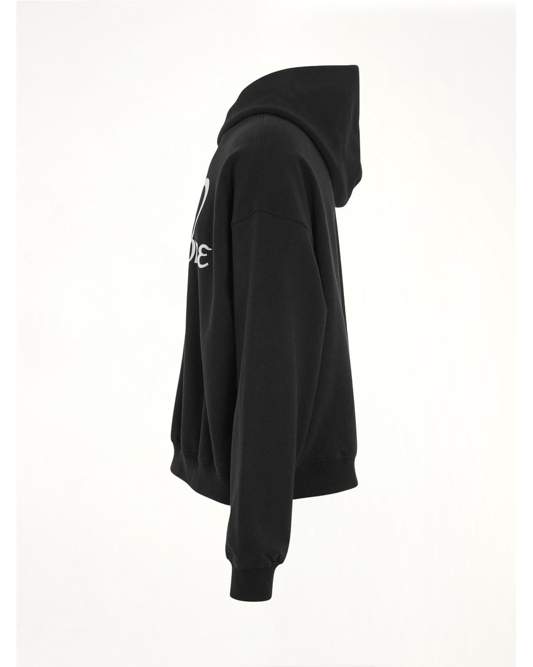 we11done Black Cursive Circle Logo Hoodie for men