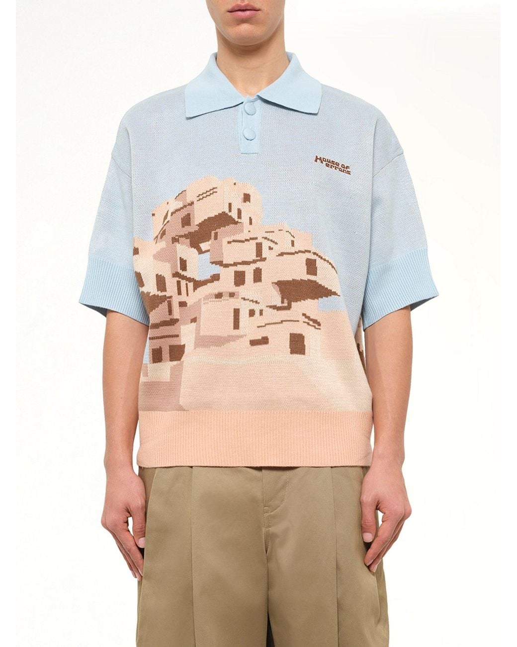 House of Errors Gray The Apartments Knitted Polo for men