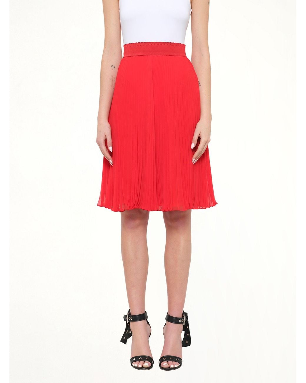 Givenchy Red Pleated Skirt